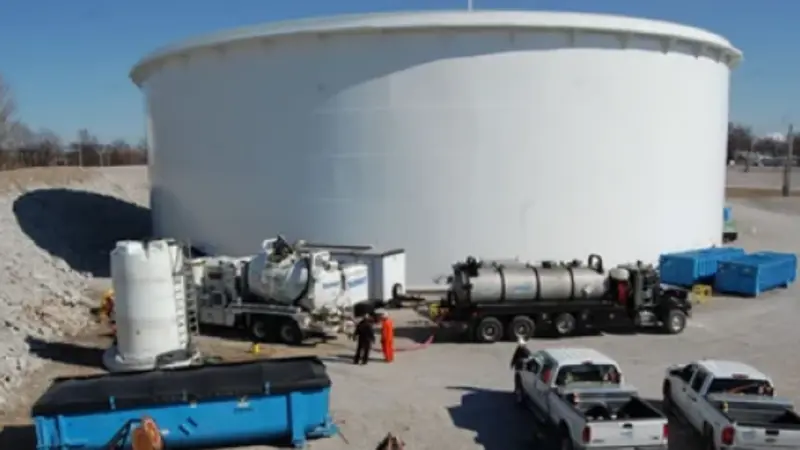 Industrial storage tank cleaning site